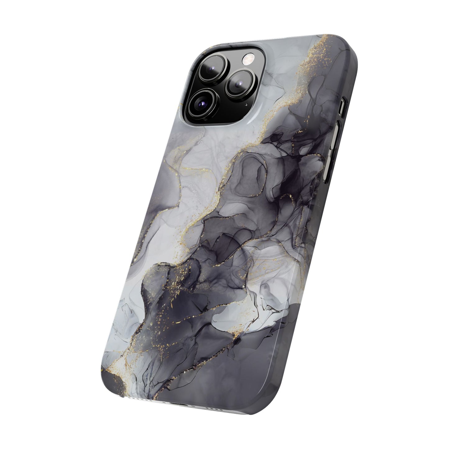 Slim Phone Cases, Black Marble Design