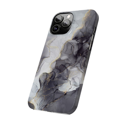 Slim Phone Cases, Black Marble Design