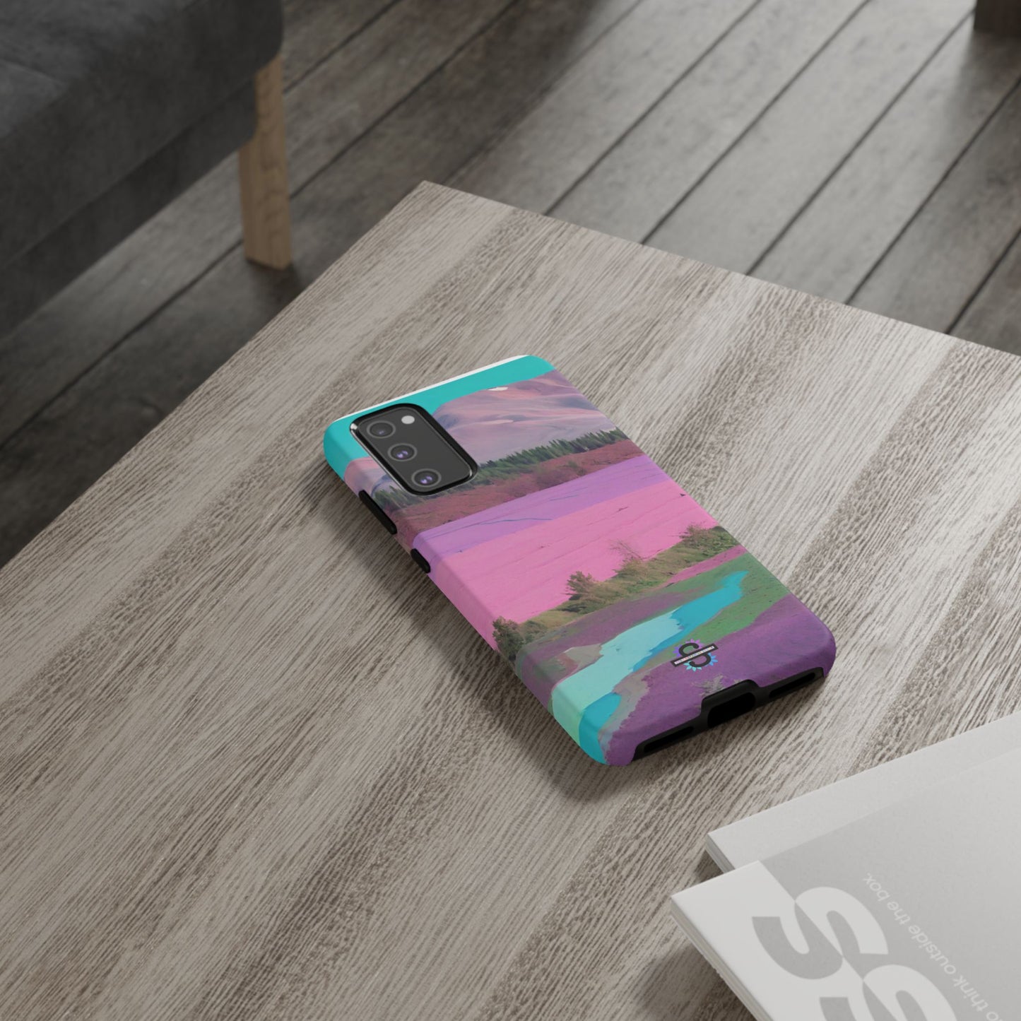Hard Phone Case, Pink Landscape Design, Dual layer case for Extra Durability and Protection, Glossy or Matte Finish,