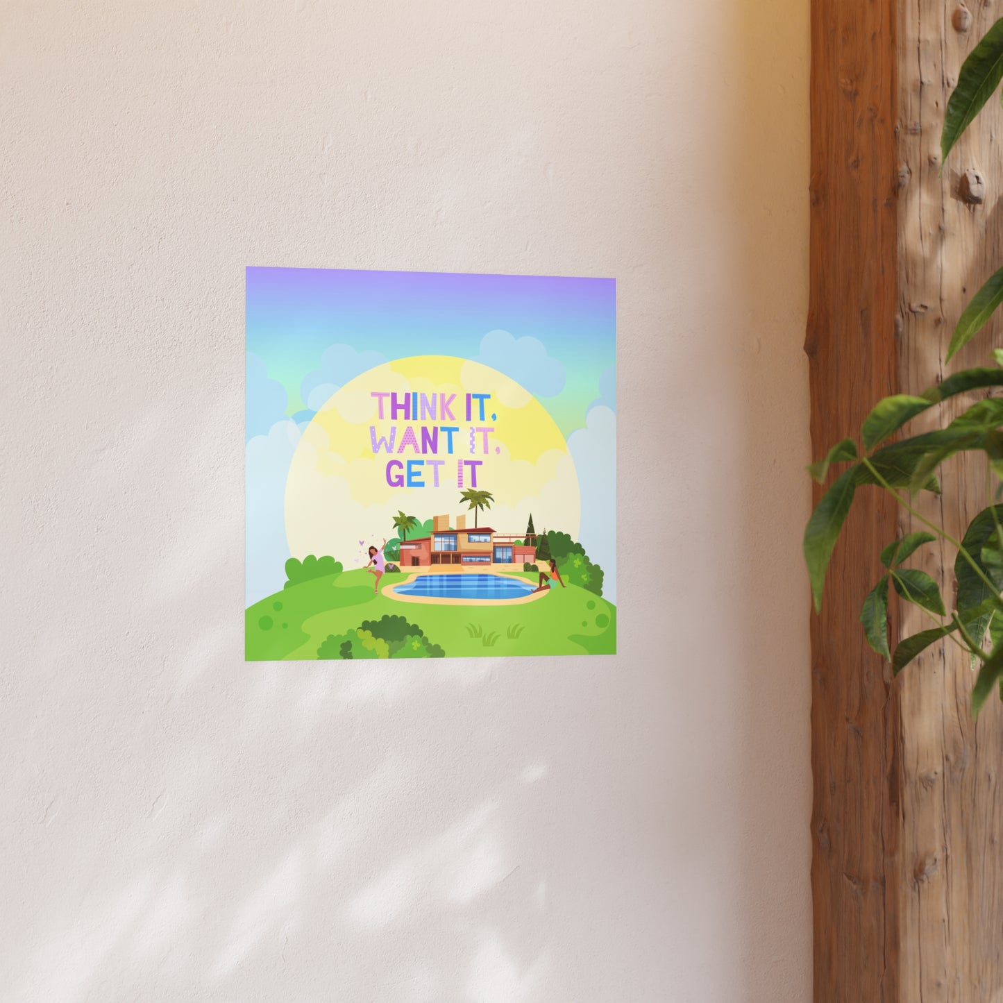 Prosperity Manifestation Posters, Mansion with a Pool Wall Poster for Manifestation