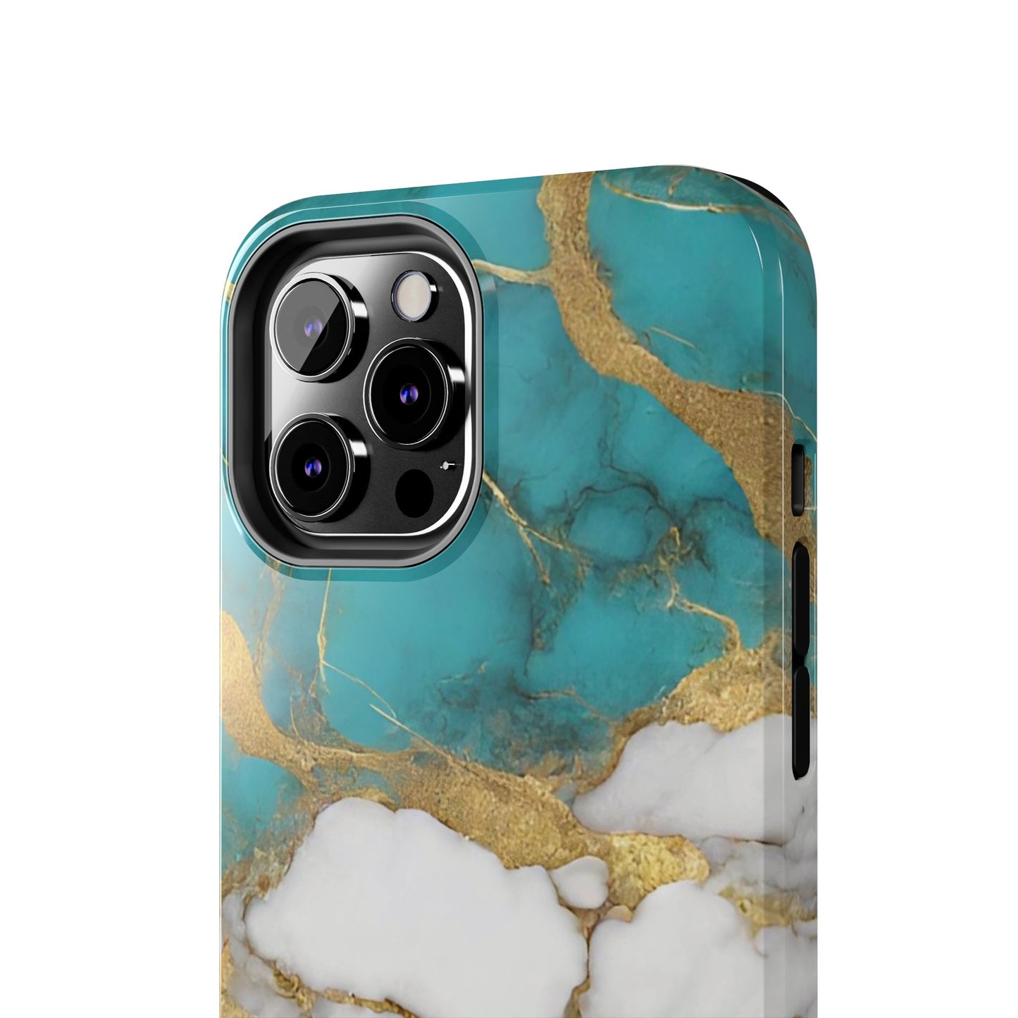 Turqoise Drop Print White Gold Tough Phone Case