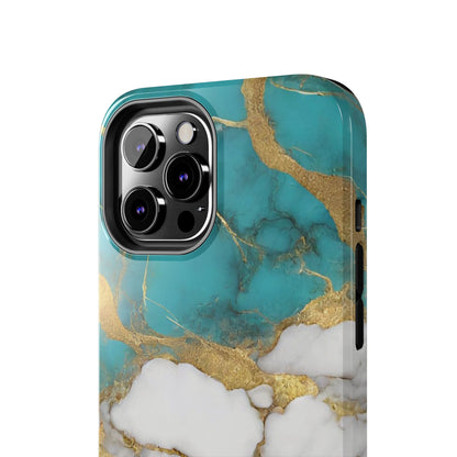 Turqoise Drop Print White Gold Tough Phone Case