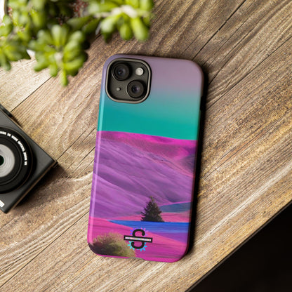Tough Phone Case - pink purple green blue landscape