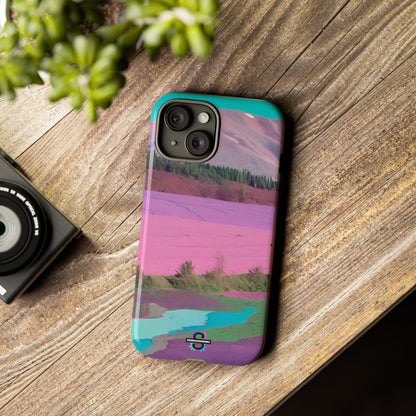 Hard Phone Case, Pink Landscape Design, Dual layer case for Extra Durability and Protection, Glossy or Matte Finish,