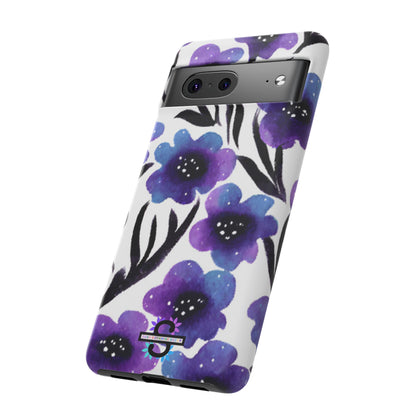 Purple Watercolor Floral Tough Case — Protective Galaxy Flower Phone Cover