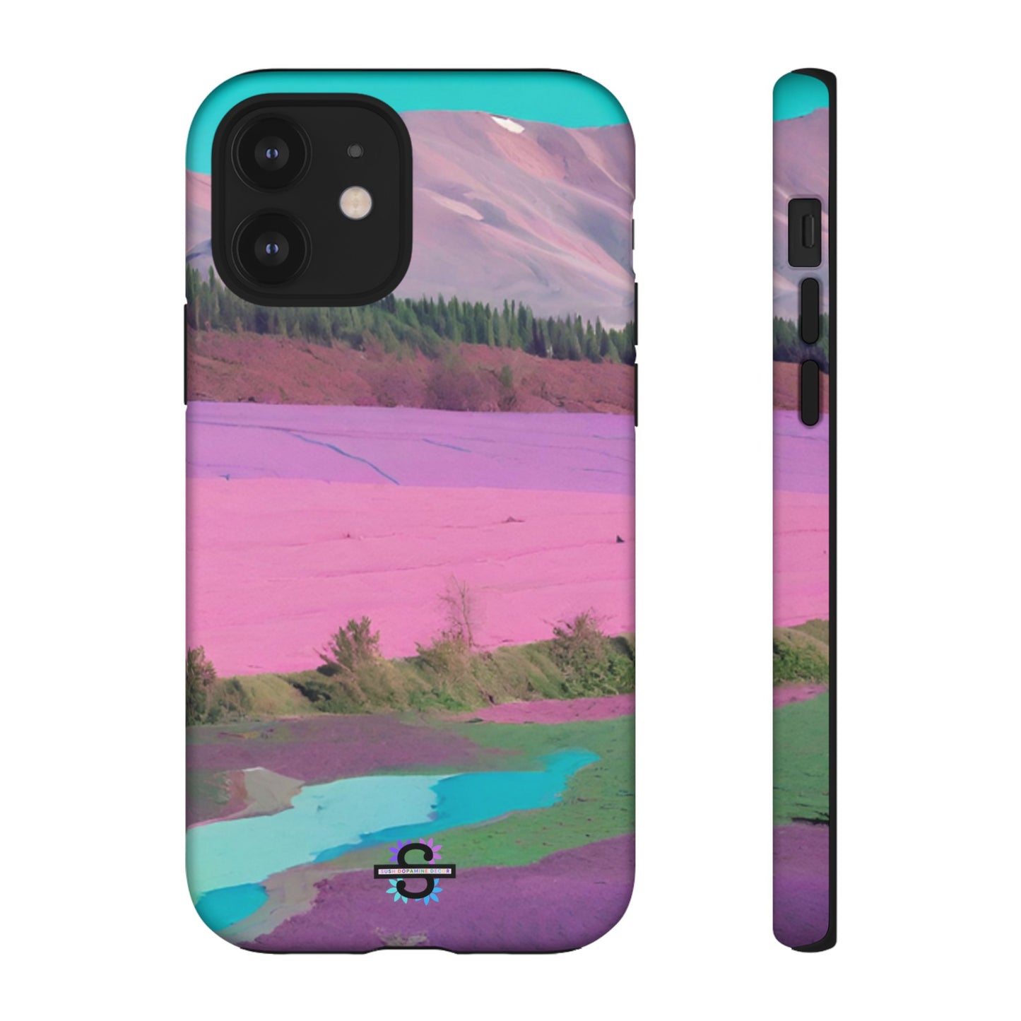 Hard Phone Case, Pink Landscape Design, Dual layer case for Extra Durability and Protection, Glossy or Matte Finish,