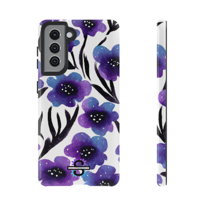 Purple Watercolor Floral Tough Case — Protective Galaxy Flower Phone Cover