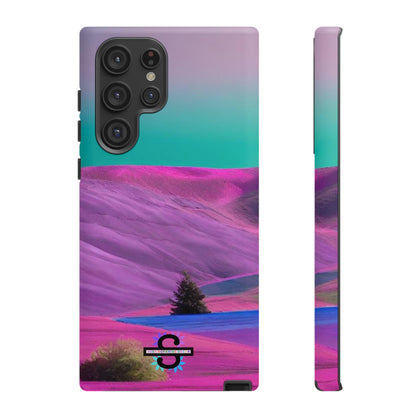 Tough Phone Case - pink purple green blue landscape