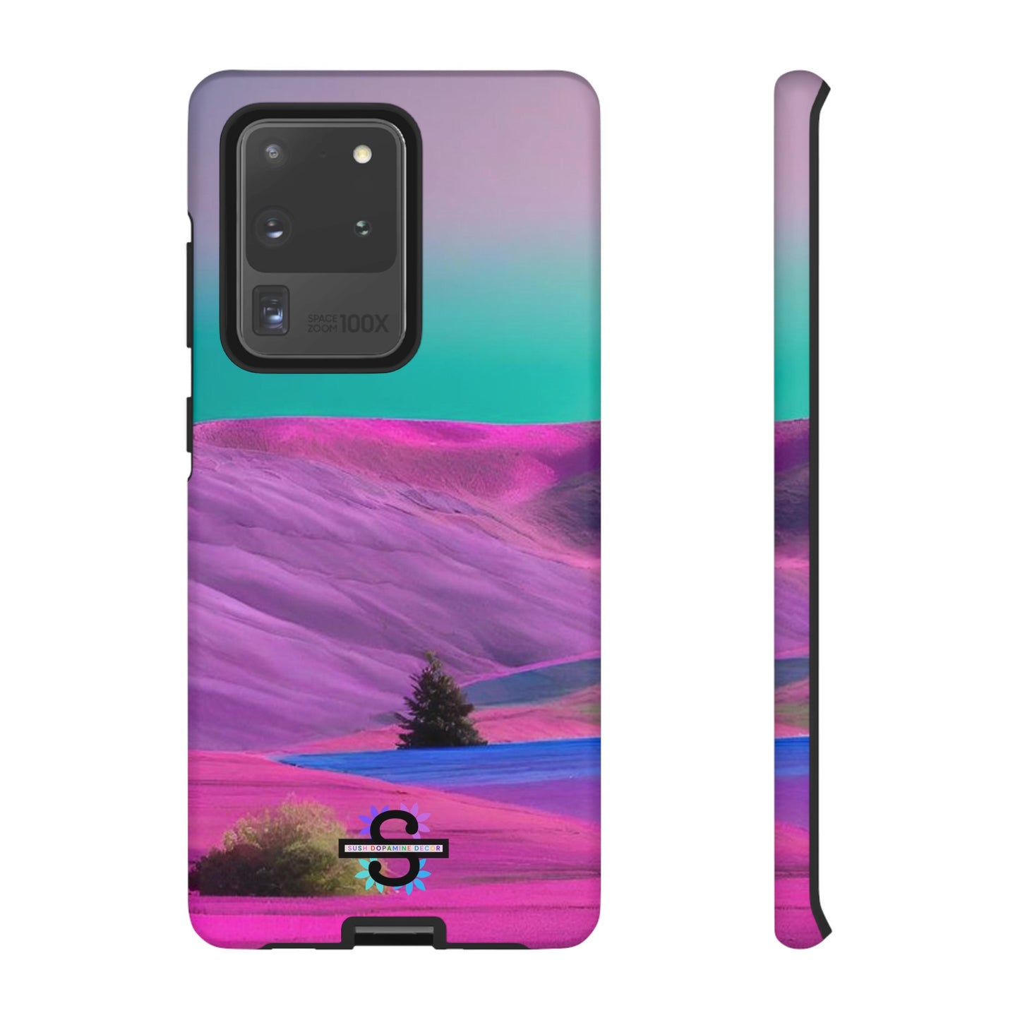 Tough Phone Case - pink purple green blue landscape