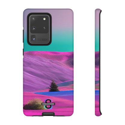 Tough Phone Case - pink purple green blue landscape