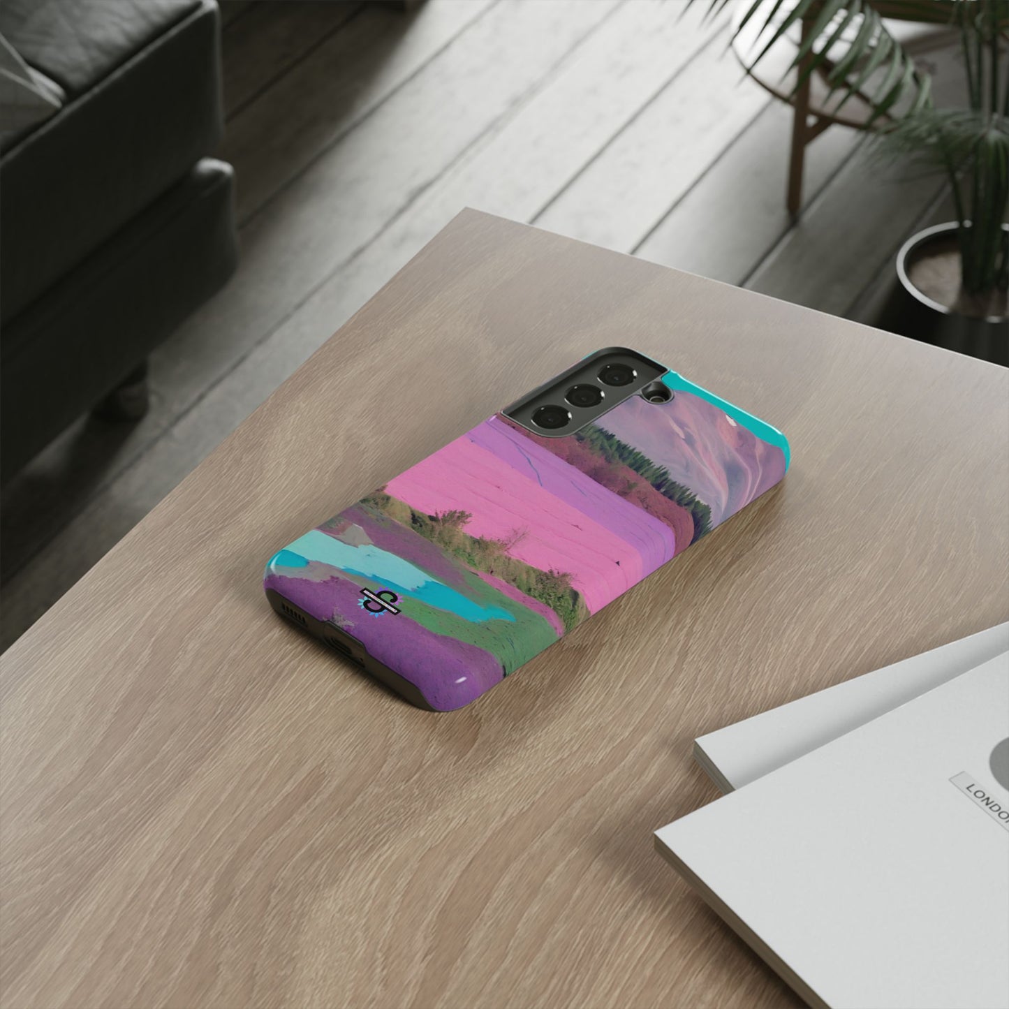 Hard Phone Case, Pink Landscape Design, Dual layer case for Extra Durability and Protection, Glossy or Matte Finish,