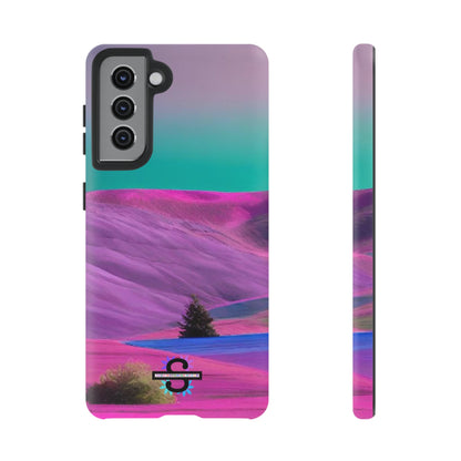 Tough Phone Case - pink purple green blue landscape