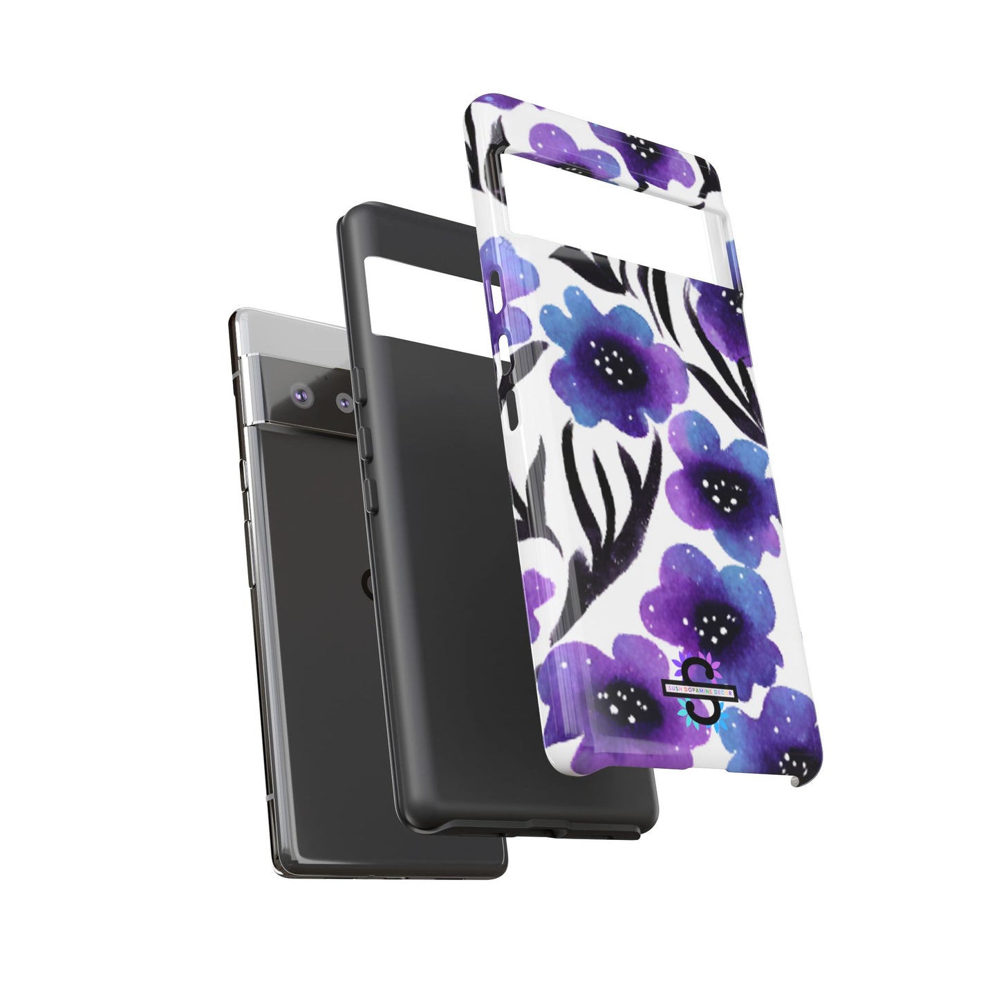 Purple Watercolor Floral Tough Case — Protective Galaxy Flower Phone Cover