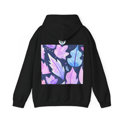 Purple Leaves Unisex Black Hoodie – Peace Subliminals – Cozy Cotton Blend Sweatshirt – Mindfulness & Relaxation Graphic Hoodie