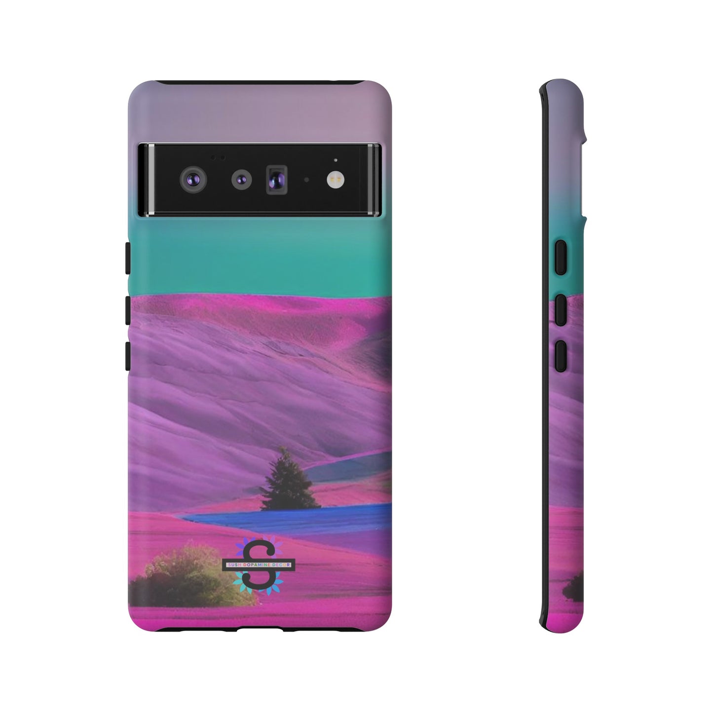 Tough Phone Case - pink purple green blue landscape