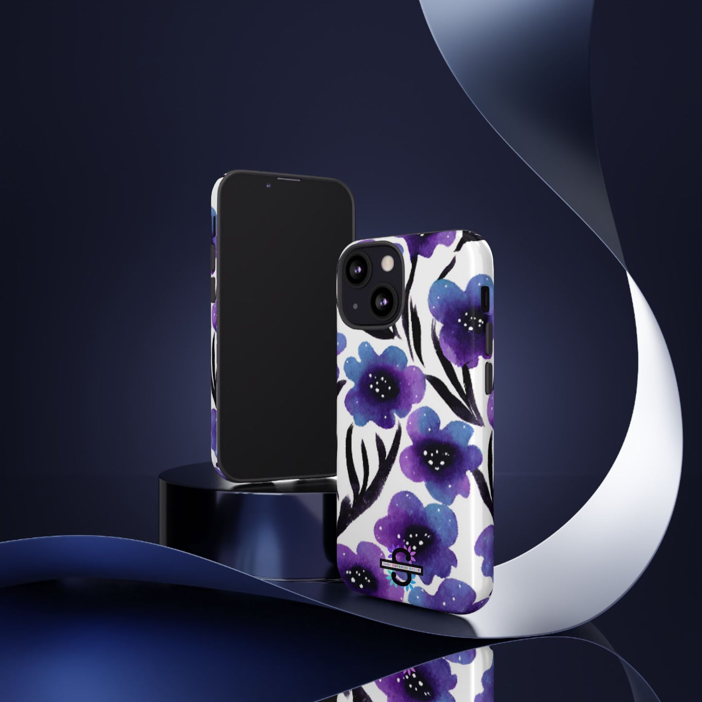 Purple Watercolor Floral Tough Case — Protective Galaxy Flower Phone Cover