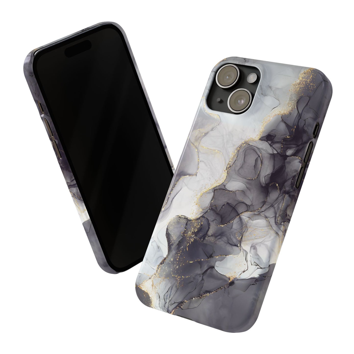 Slim Phone Cases, Black Marble Design