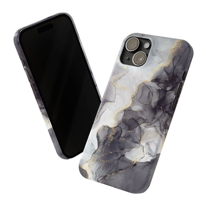 Slim Phone Cases, Black Marble Design