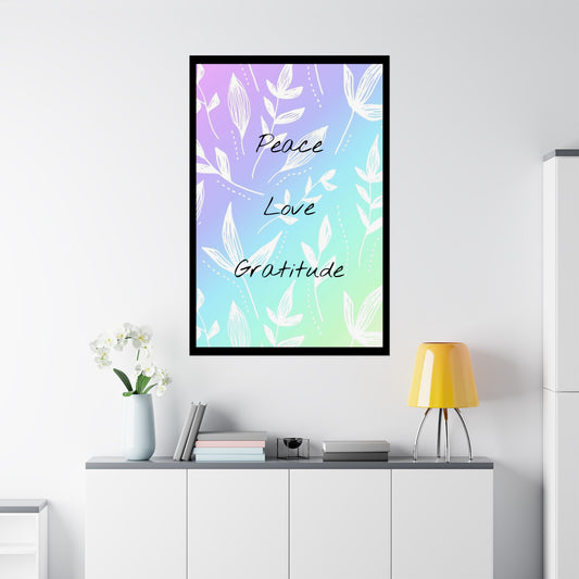 Colorful Gradient Poster, Love Peace Gratitude, Home Decor