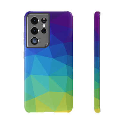Geometric Gradient Tough Phone Case — Blue Green Polygon Design