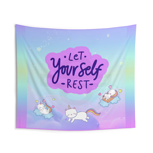 Cute Motivational Cat Tapestry