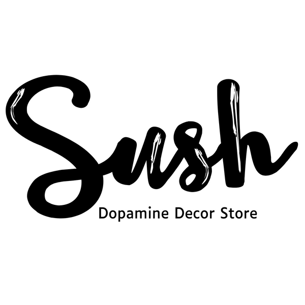 Black 'Sush' text with Dopamine Decor Store branding on a white background