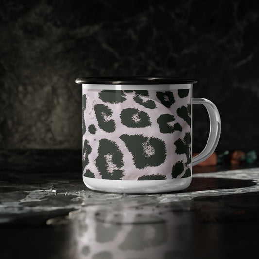 Black and White Cheetah print Enamel Camp Cup | MugSush Dopamine Decor