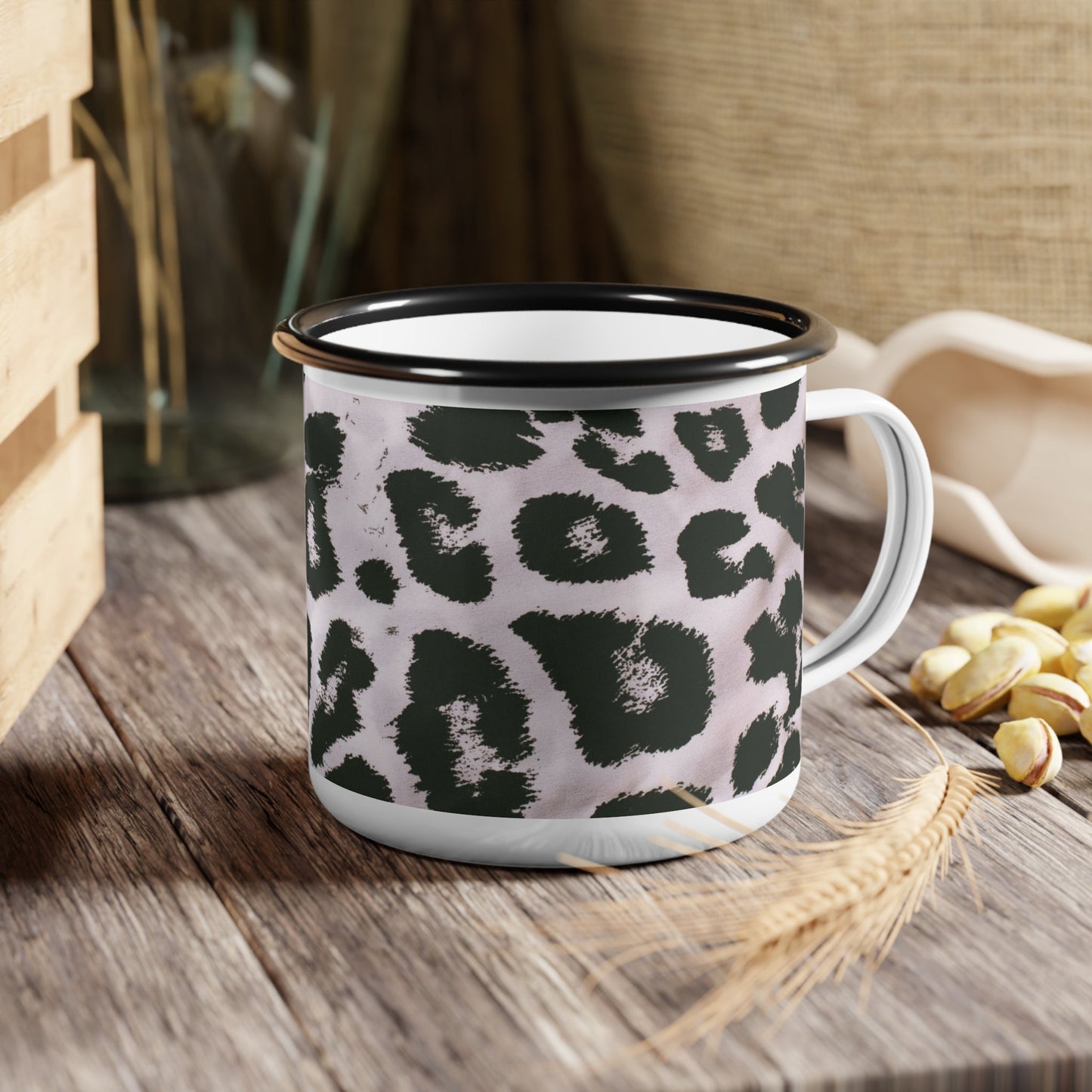 Black and White Cheetah print Enamel Camp Cup | MugSush Dopamine Decor