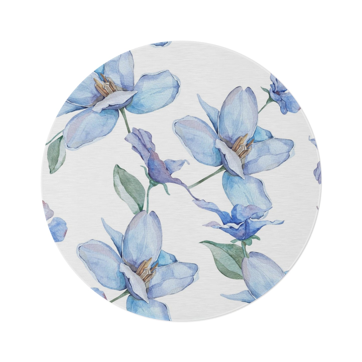 Blue and White Floral Print Round Rug, Amazing Carpet Home DecorSush Dopamine Decor