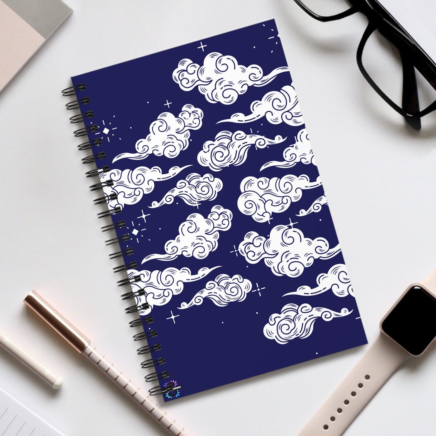 Cloudy Night Design Spiral NotebookSush Dopamine Decor