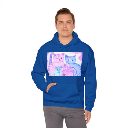 Cozy Cat Family Unisex Heavy Blend™ Hoodie Apparel Sush Dopamine Decor