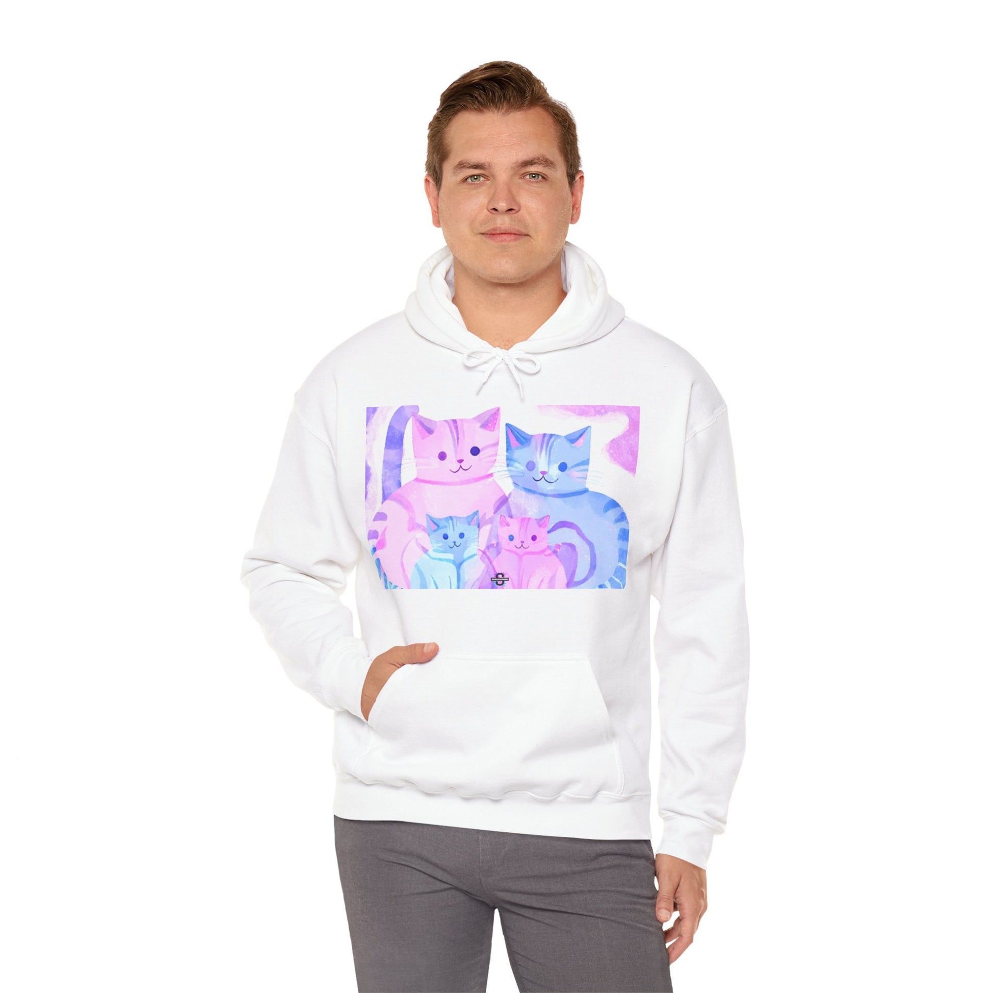 Cozy Cat Family Unisex Heavy Blend™ Hoodie ApparelSush Dopamine Decor