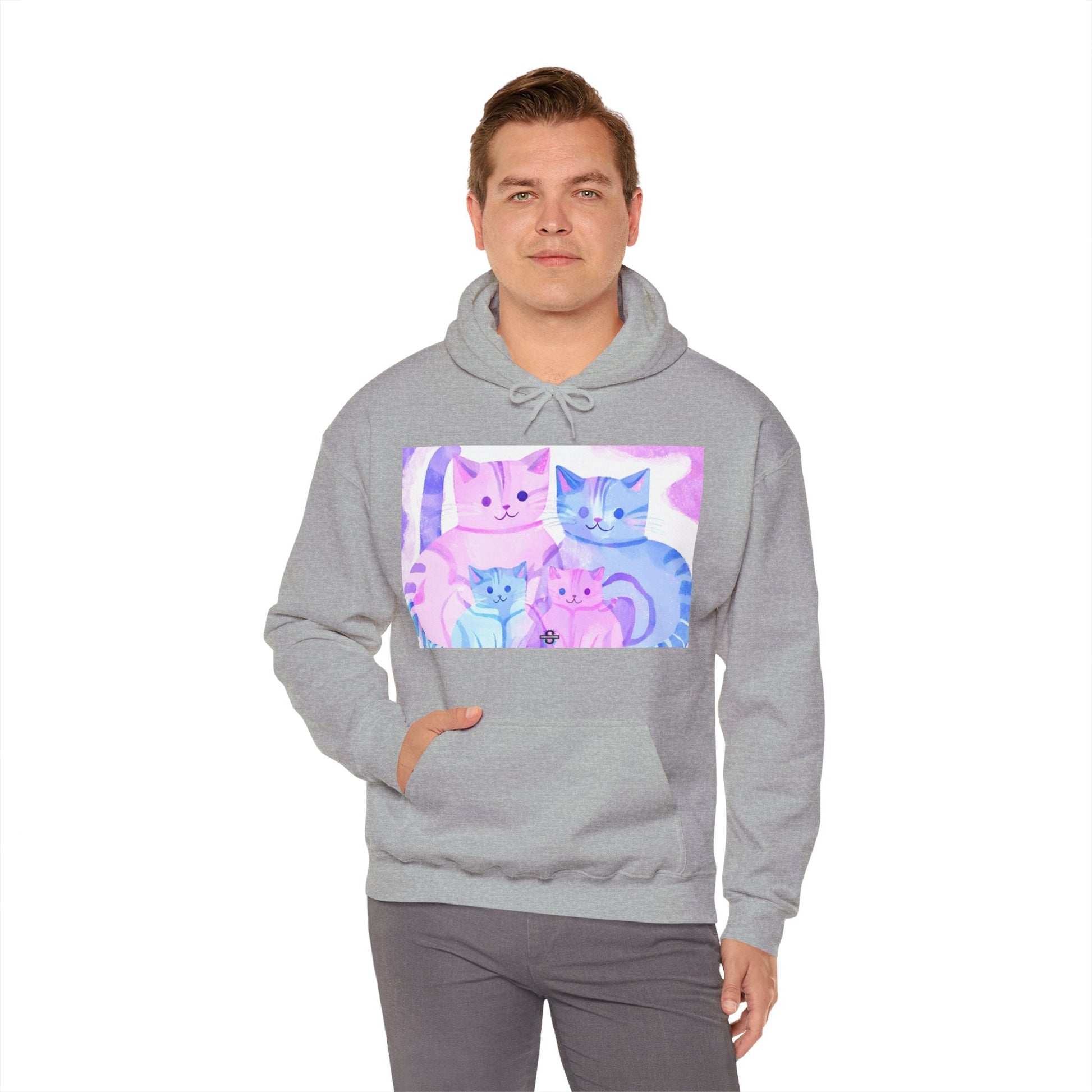 Cozy Cat Family Unisex Heavy Blend™ Hoodie ApparelSush Dopamine Decor