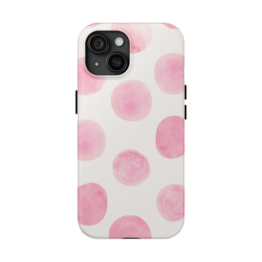 Cute pink polka dot Tough Phone Case | Mobile coverSush Dopamine Decor