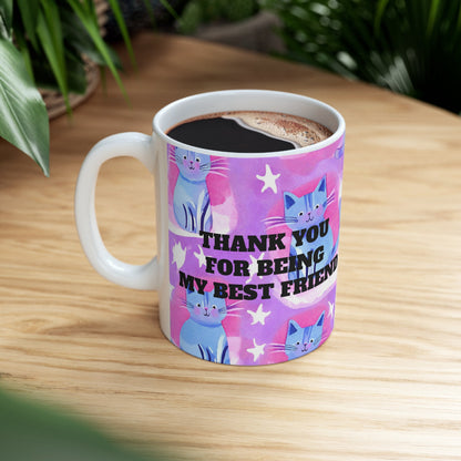 Cute pink purple cat Design Ceramic Mug | Perfect for giftSush Dopamine Decor