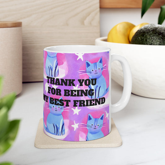 Cute pink purple cat Design Ceramic Mug | Perfect for giftSush Dopamine Decor