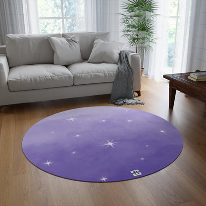 Cute Purple Star Blingy Round RugSush Dopamine Decor