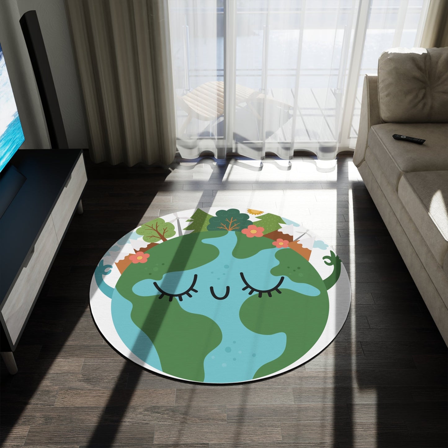 Cute Rug for School, Library, Durable Carpet, Home Decor, Earth Rug, Nature Lovers CarpetSush Dopamine Decor