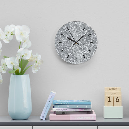 Faux Silver glitter Wall Clock, Modern Dopamine DecorSush Dopamine Decor