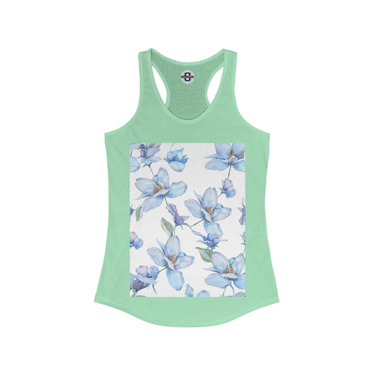 Floral Light Blue Tank top, Racerback Tank, High Quality Slim fit, Very Lightweight Fabric, Floral Light Blue Tank Top, Floral TopSush Dopamine Decor