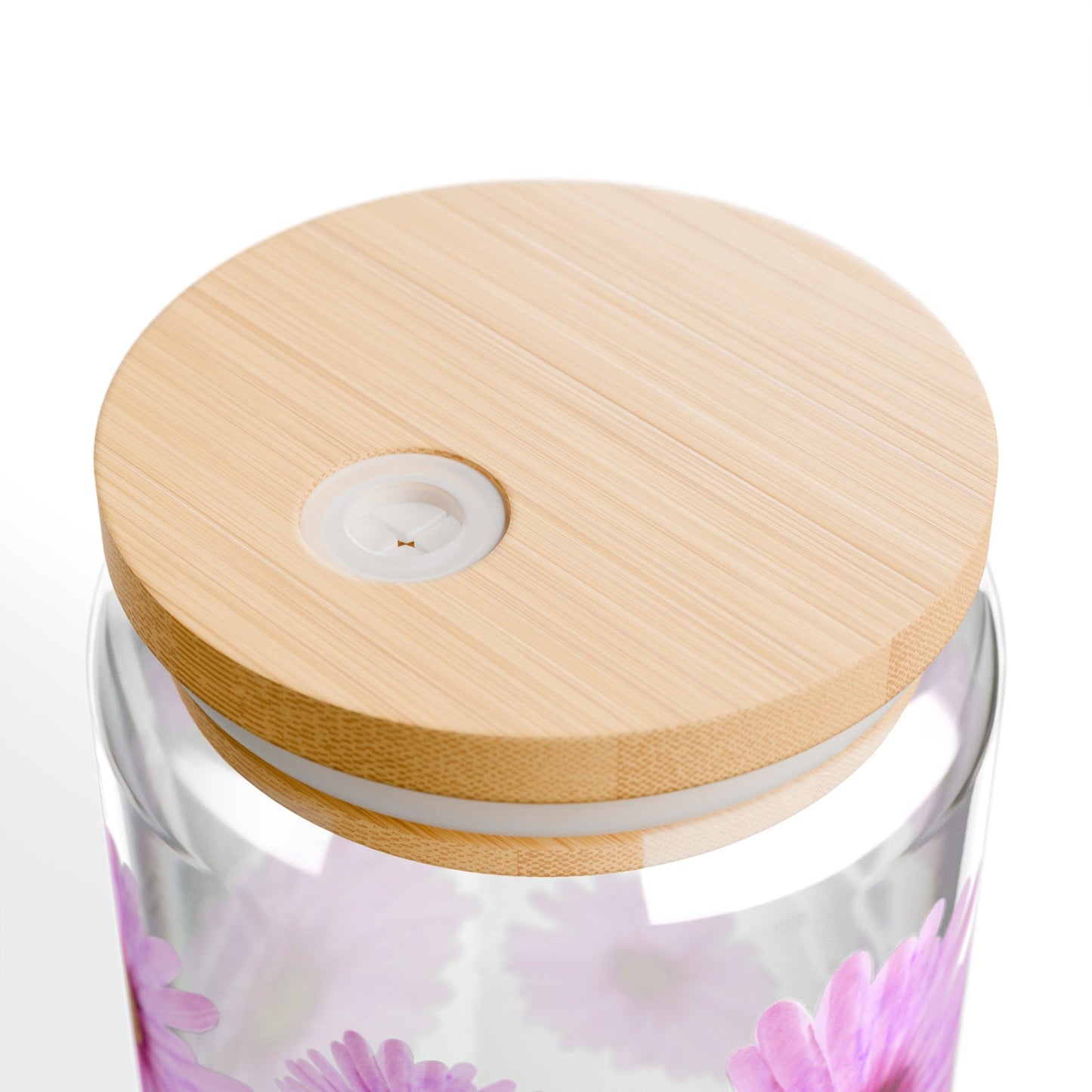 Floral Pink Jar with Lid, 16oz, To - go Cup, Take Away Tumbler, Durable, BPA Free and FDA certified, Sipper GlassSush Dopamine Decor