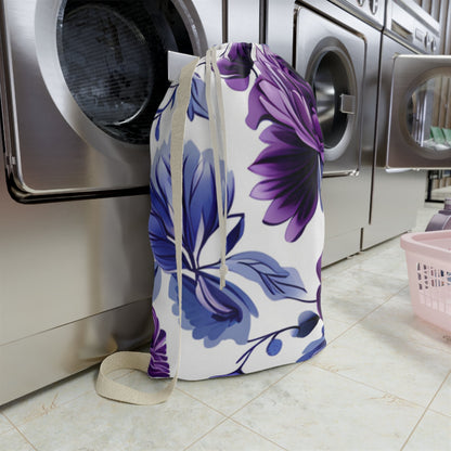 Floral Purple Blue Laundry BagSush Dopamine Decor