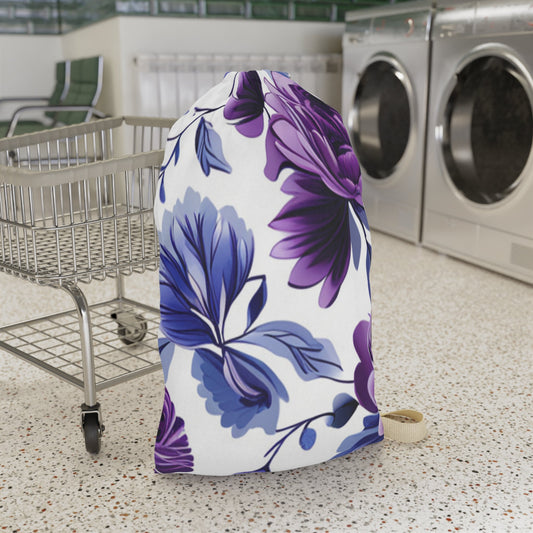 Floral Purple Blue Laundry BagSush Dopamine Decor