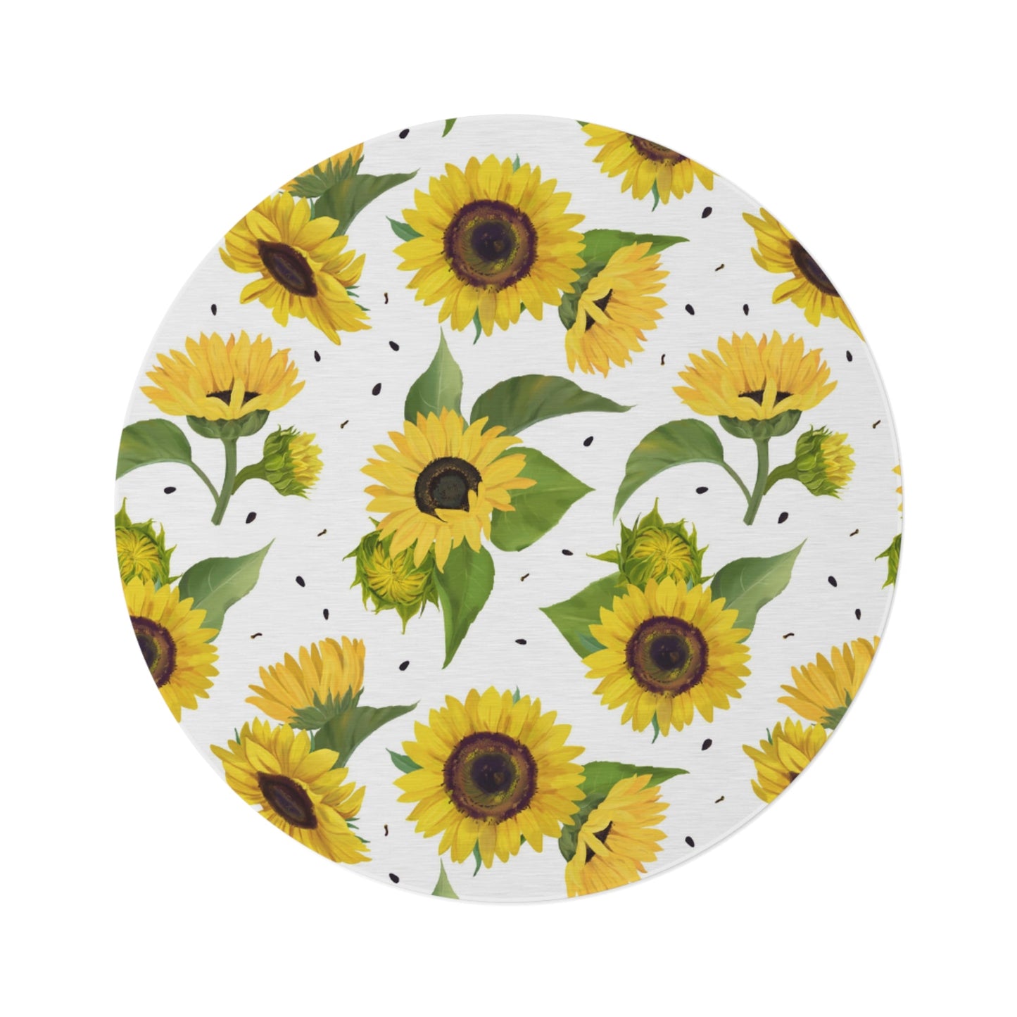 Floral Sunflower Round Rug, Yellow Carpet for DecorSush Dopamine Decor