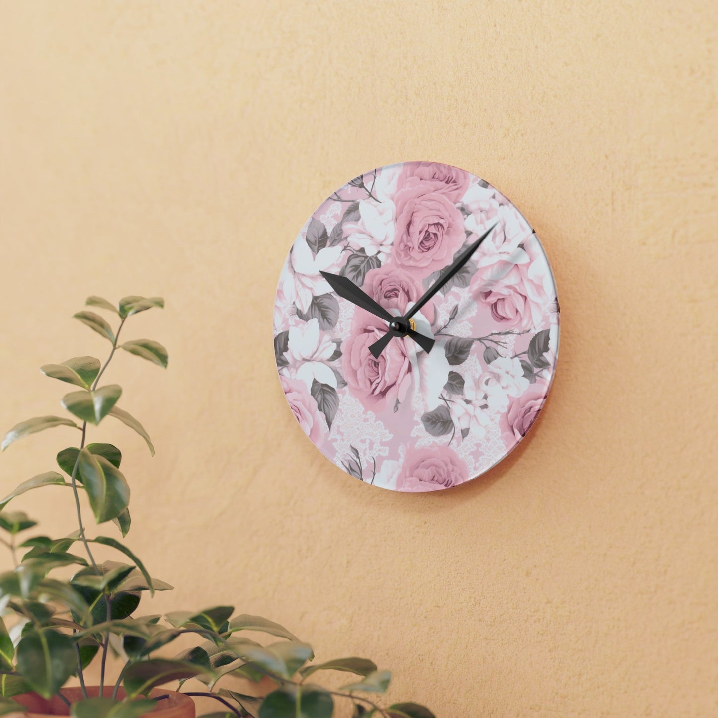 Floral Wall ClockSush Dopamine Decor