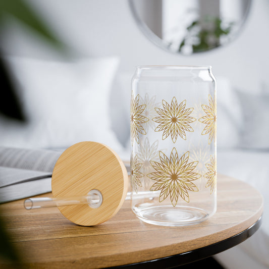 Golden Mandala Sippy Cup with Lid, 16oz, To - go Cup, Take Away Tumbler, Durable, BPA Free and FDA certified, Sipper GlassSush Dopamine Decor