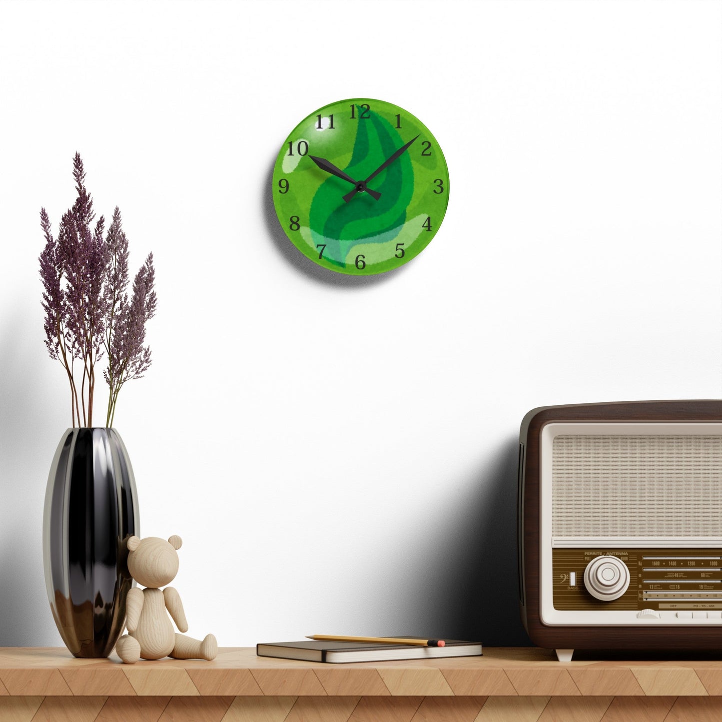 Green Abstract Wall ClockSush Dopamine Decor