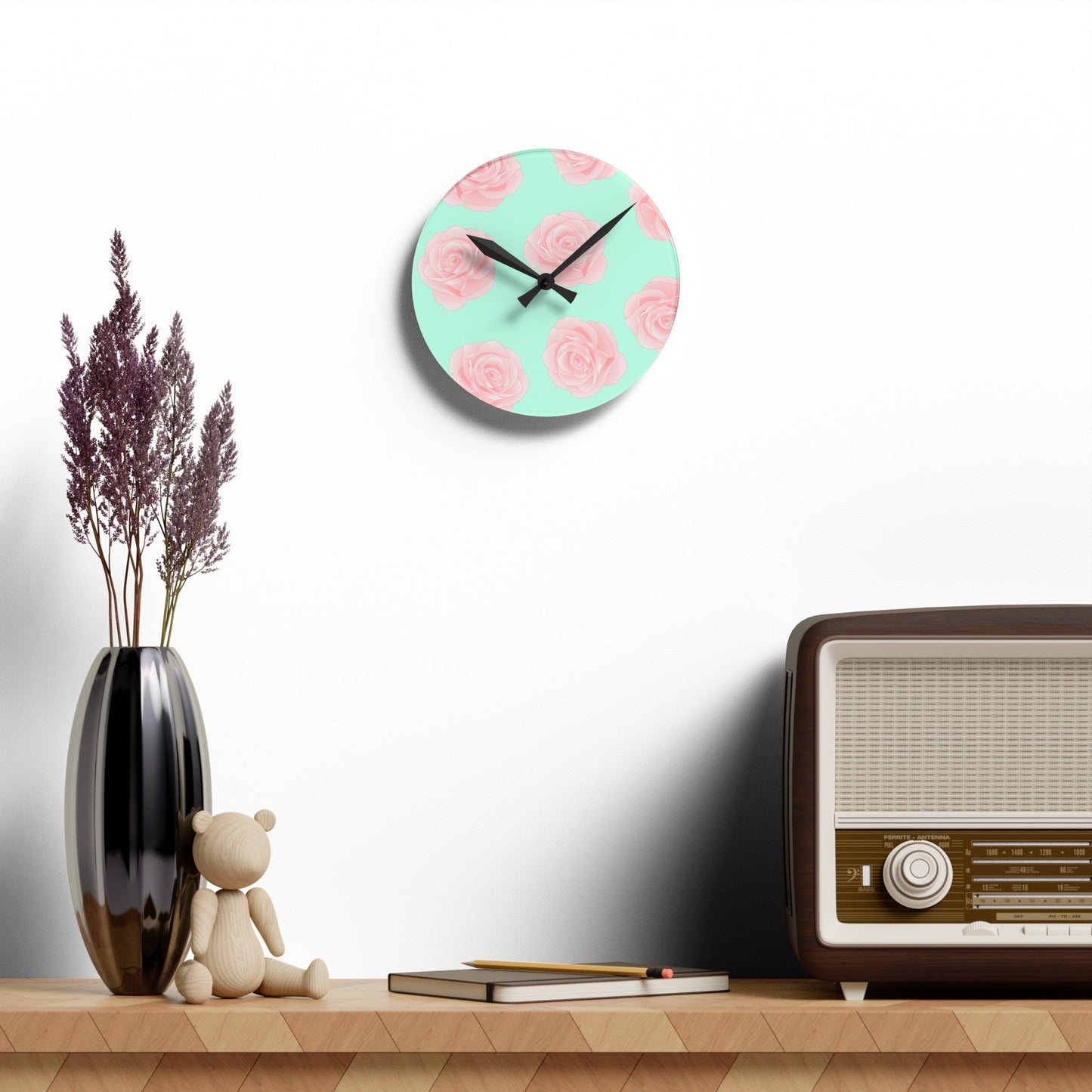 Green and Pink Acrylic Wall ClockSush Dopamine Decor