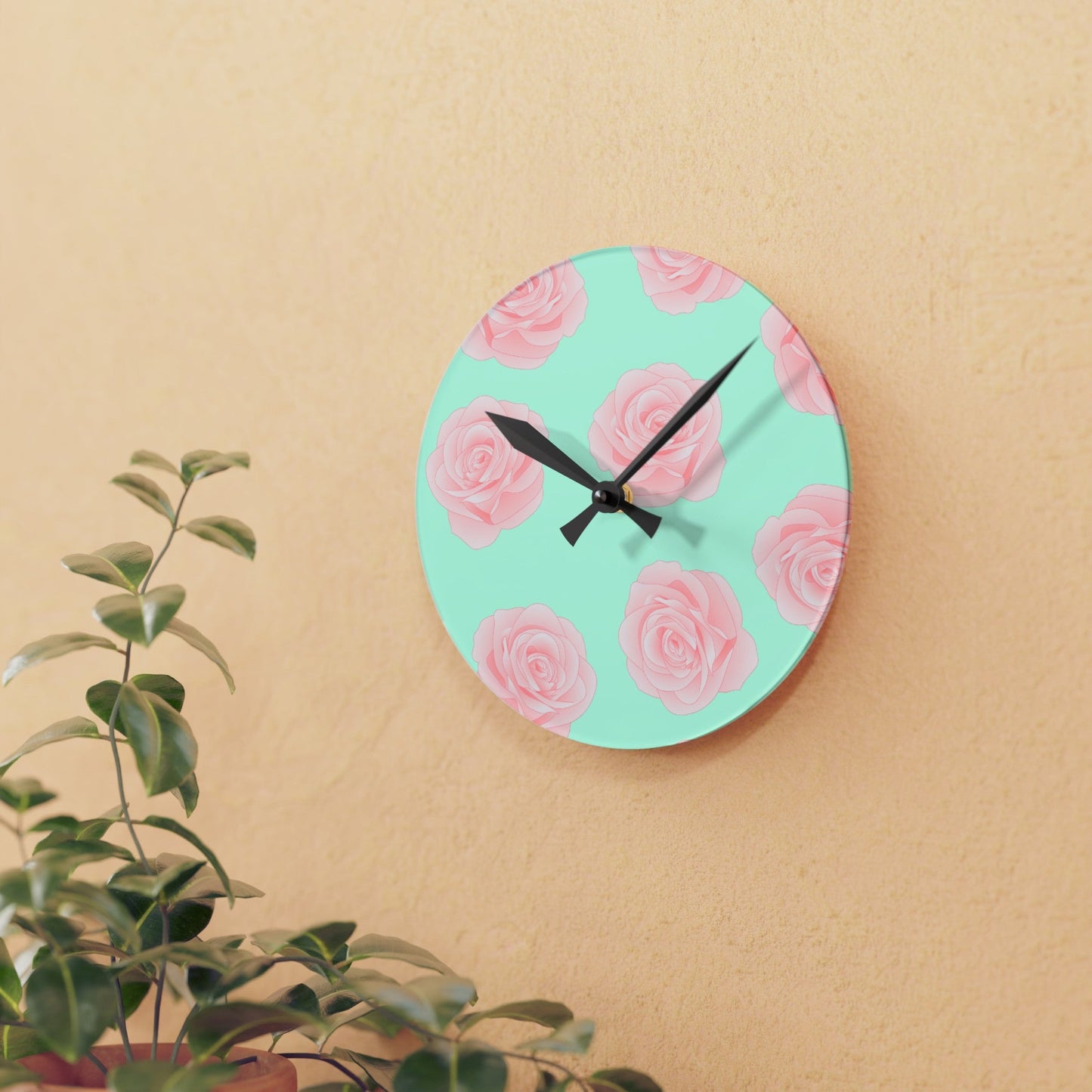 Green and Pink Acrylic Wall ClockSush Dopamine Decor