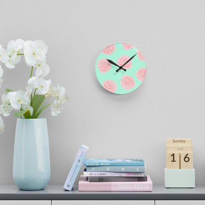 Green and Pink Acrylic Wall ClockSush Dopamine Decor